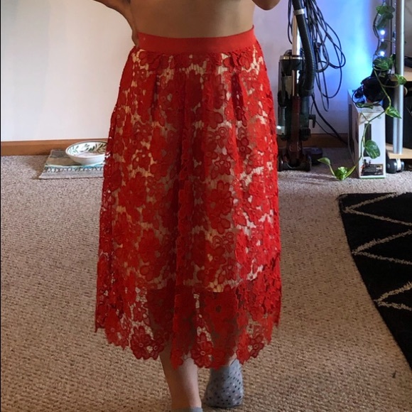 Red Floral Skirt - Picture 6 of 7